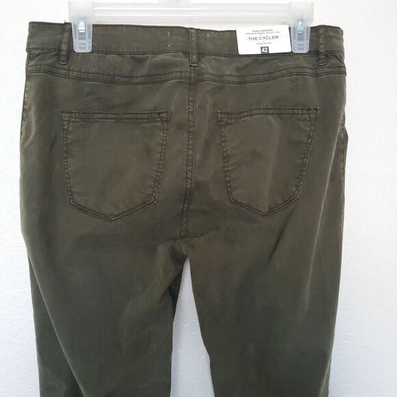 Zara Womara  The Cycler Pants in Dark Khaki Slim Fit Skinny Leg Mid-Rise Size 10 - Picture 15 of 16